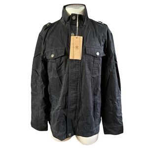 Wenven Mens Military Jacket Large Black Medium Weight Long Sleeve